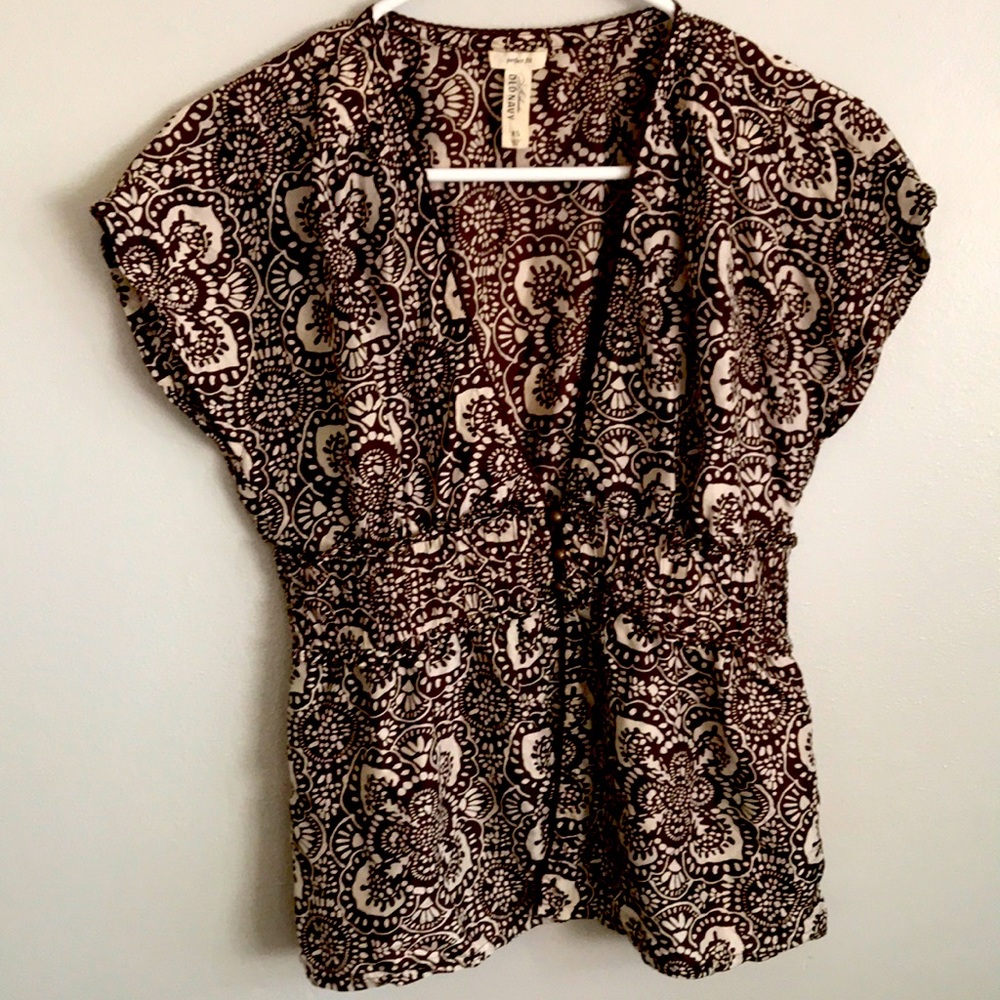 Old Navy floral silk blouse